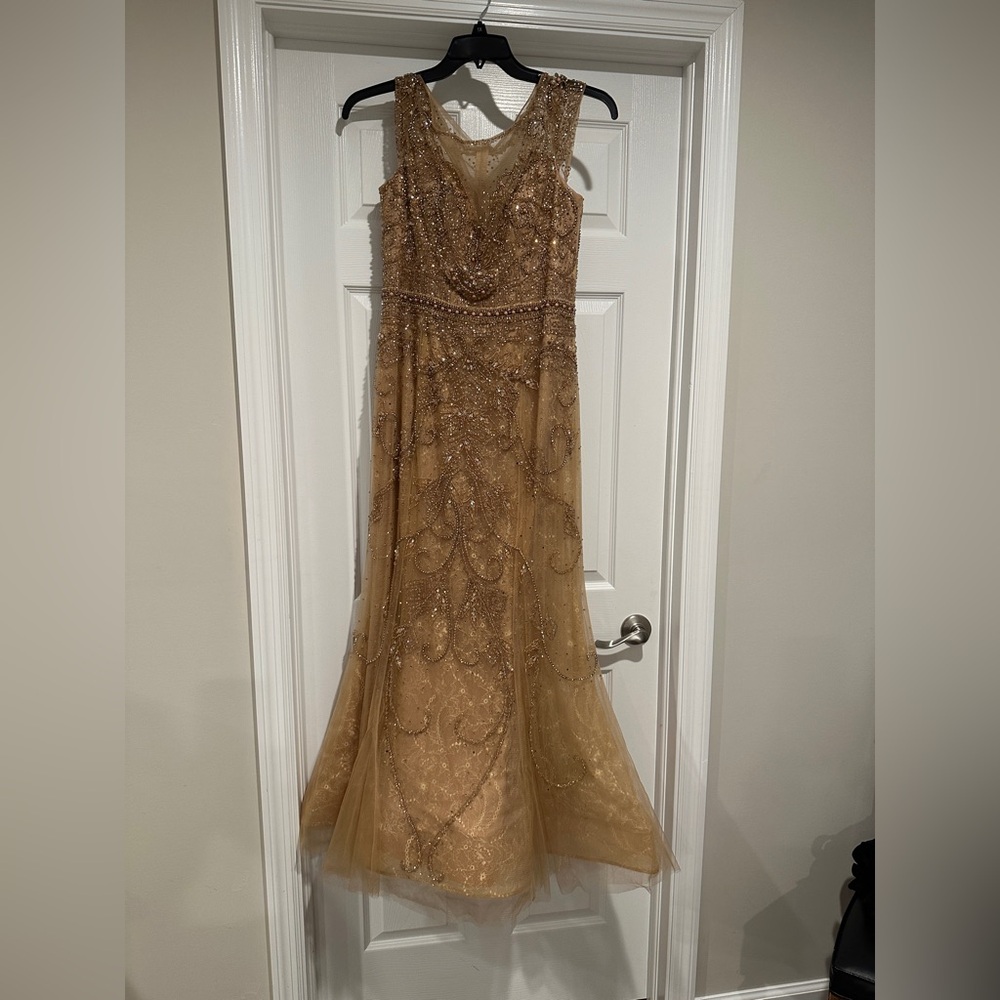 Elegant Gold Beaded Gown